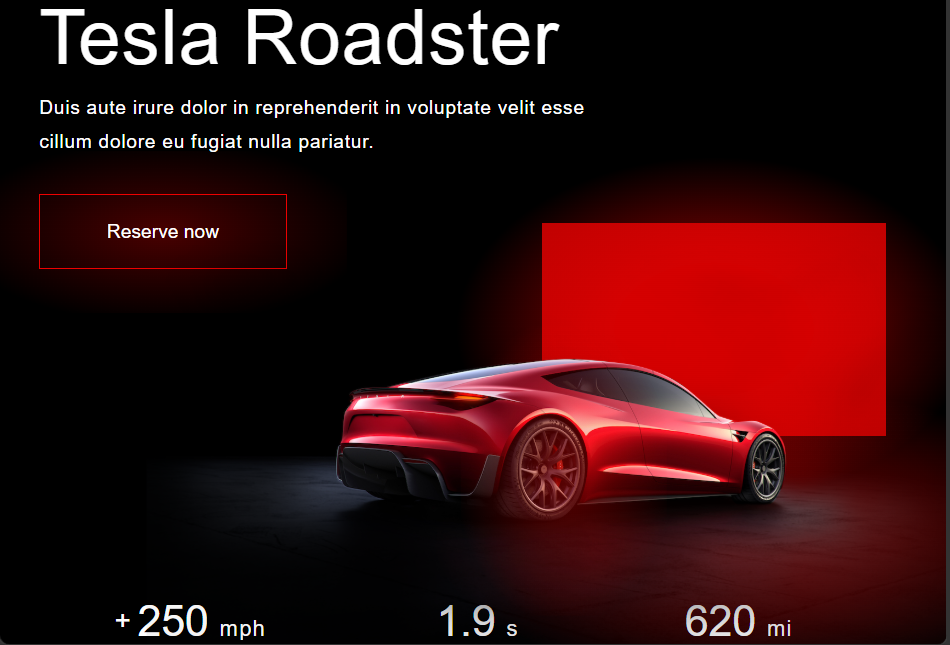 Animated Tesla Landing Page